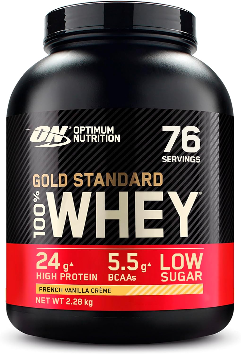 Optimum Nutrition Gold Standard 100% Whey, Protéine, Goût Crème à la Vanille Française, 2.28kg, 76 Doses